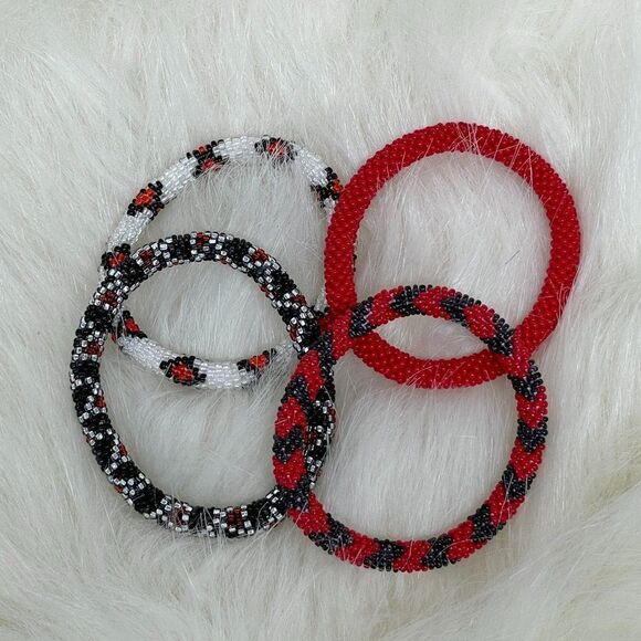 HAND CRAFTED in Nepal Beaded Bracelets (set of 4) #675 - Picture 4 of 4